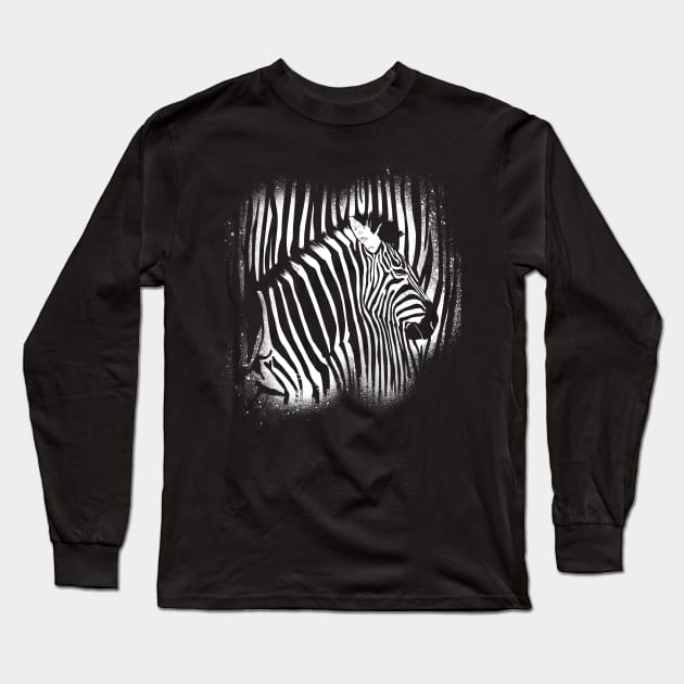 Zebra Print Black and White Safari Animals Long Sleeve T-Shirt by SusanaDesigns